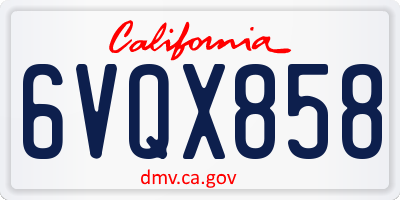 CA license plate 6VQX858