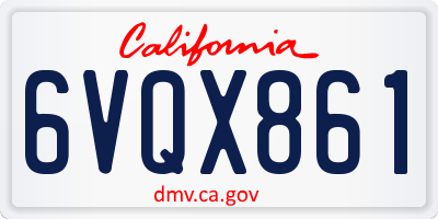 CA license plate 6VQX861