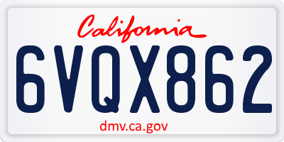CA license plate 6VQX862