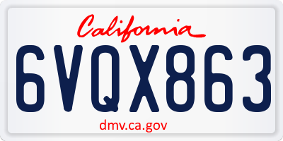 CA license plate 6VQX863