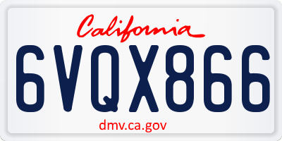 CA license plate 6VQX866