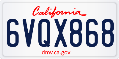 CA license plate 6VQX868