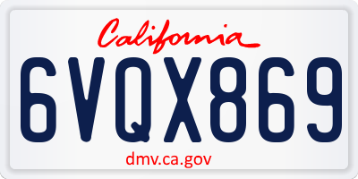 CA license plate 6VQX869