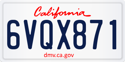 CA license plate 6VQX871