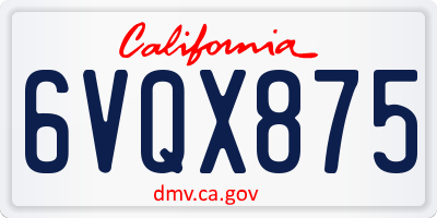 CA license plate 6VQX875