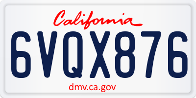 CA license plate 6VQX876