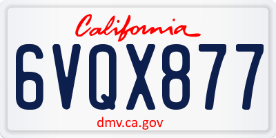 CA license plate 6VQX877