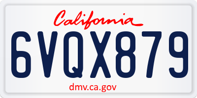 CA license plate 6VQX879