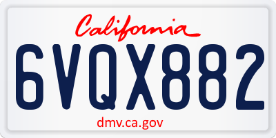 CA license plate 6VQX882