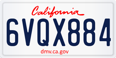CA license plate 6VQX884