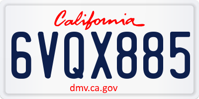 CA license plate 6VQX885