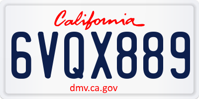 CA license plate 6VQX889