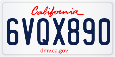 CA license plate 6VQX890