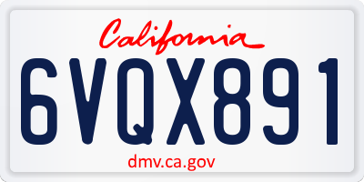 CA license plate 6VQX891