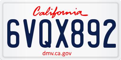 CA license plate 6VQX892