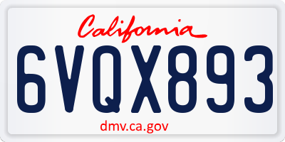 CA license plate 6VQX893