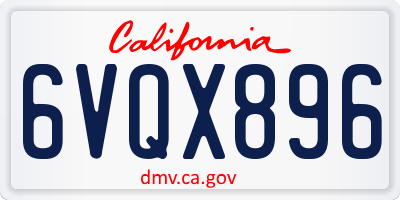 CA license plate 6VQX896