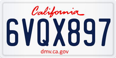 CA license plate 6VQX897
