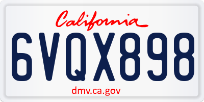 CA license plate 6VQX898