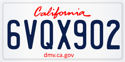 CA license plate 6VQX902