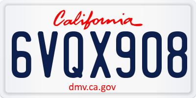 CA license plate 6VQX908