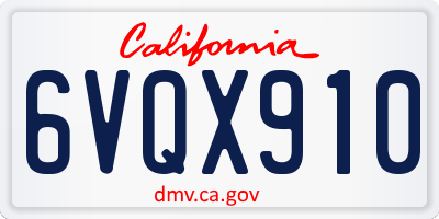 CA license plate 6VQX910