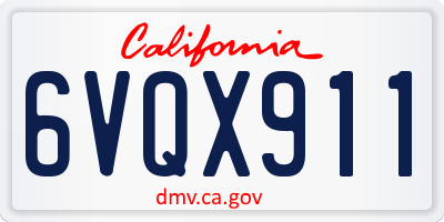 CA license plate 6VQX911