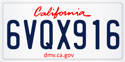 CA license plate 6VQX916