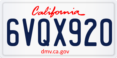 CA license plate 6VQX920