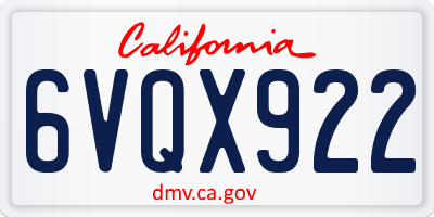 CA license plate 6VQX922