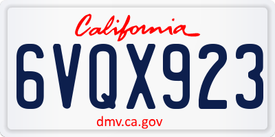 CA license plate 6VQX923