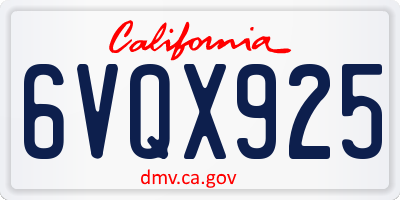 CA license plate 6VQX925