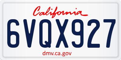 CA license plate 6VQX927