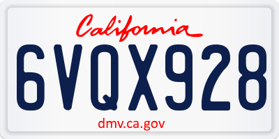 CA license plate 6VQX928