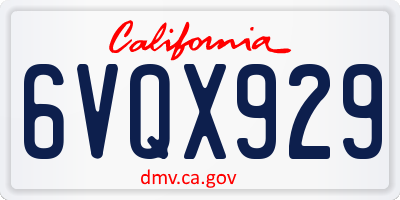CA license plate 6VQX929