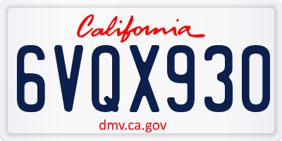 CA license plate 6VQX930