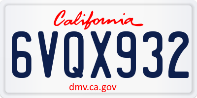 CA license plate 6VQX932