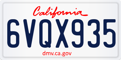CA license plate 6VQX935