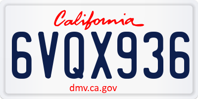 CA license plate 6VQX936