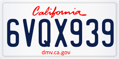 CA license plate 6VQX939