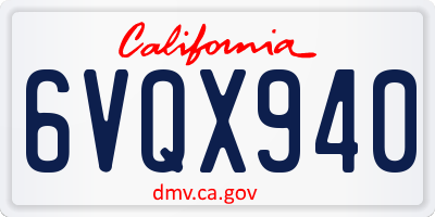 CA license plate 6VQX940
