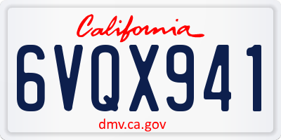 CA license plate 6VQX941
