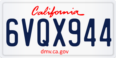 CA license plate 6VQX944
