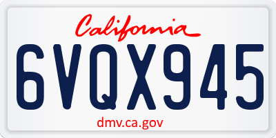 CA license plate 6VQX945
