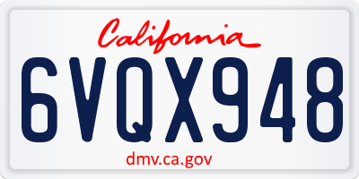 CA license plate 6VQX948