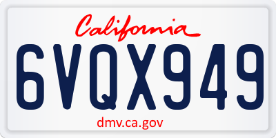 CA license plate 6VQX949