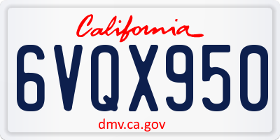 CA license plate 6VQX950