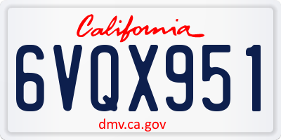 CA license plate 6VQX951
