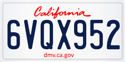 CA license plate 6VQX952
