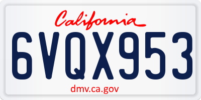 CA license plate 6VQX953